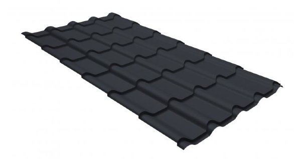 Металлочерепица камея GL 0,5 GreenCoat Pural RR 23 темно-серый (RAL 7024 мокрый асфальт) купить в Набережных Челнах