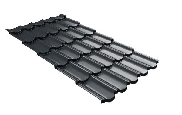 Металлочерепица квинта плюс с 3D резом 0,5 Satin RAL 7016 антрацитово-серый купить в Набережных Челнах