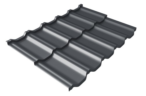 Металлочерепица модульная Квинта Uno Grand Line c 3D резом 0,45 Drap RAL 7024 мокрый асфальт купить в Набережных Челнах