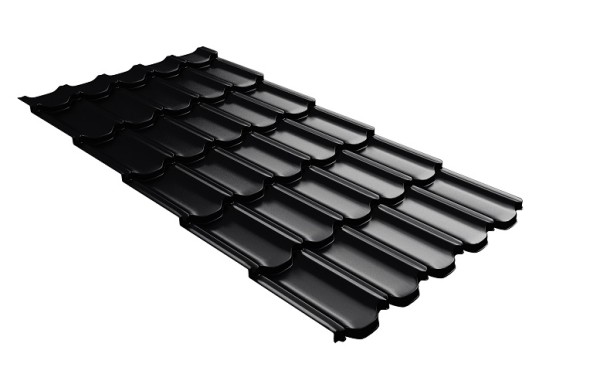 Металлочерепица квинта плюс с 3D резом 0,5 Satin Мatt RAL 9005 черный купить в Набережных Челнах