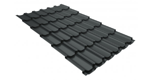 Металлочерепица квинта плюс 0,5 GreenCoat Pural Matt RR 23 темно-серый (RAL 7024 мокрый асфальт) купить в Набережных Челнах